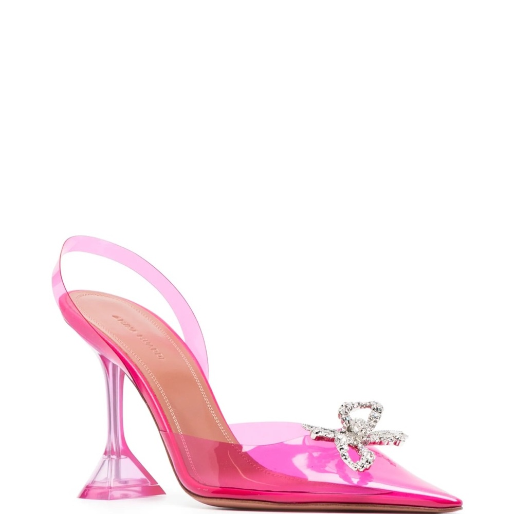 Amina Muaddi Hot Pink Rosie Bow Heels